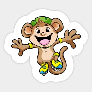 Monkey as Inline Skater with Inline Skates and Helmet Sticker